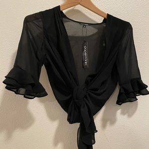 Sheer tie front top